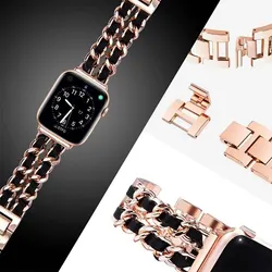 Women Metal Leather Wristband For Apple Watch Band 8 Ultra 49mm 7 4 6 5 For IWatch 41mm 45mm 38/42mm 44 40mm Strap Lady Bracelet