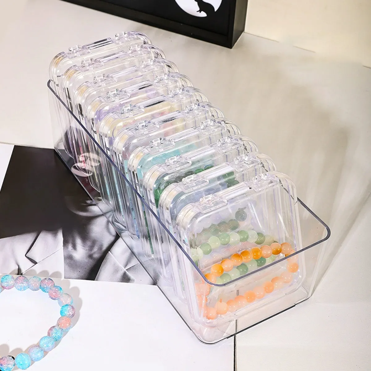 صندوق تخزين أظافر شفاف، صندوق عرض أظافر مزيف، سوار، مجوهرات، صندوق تنظيم المجوهرات #5