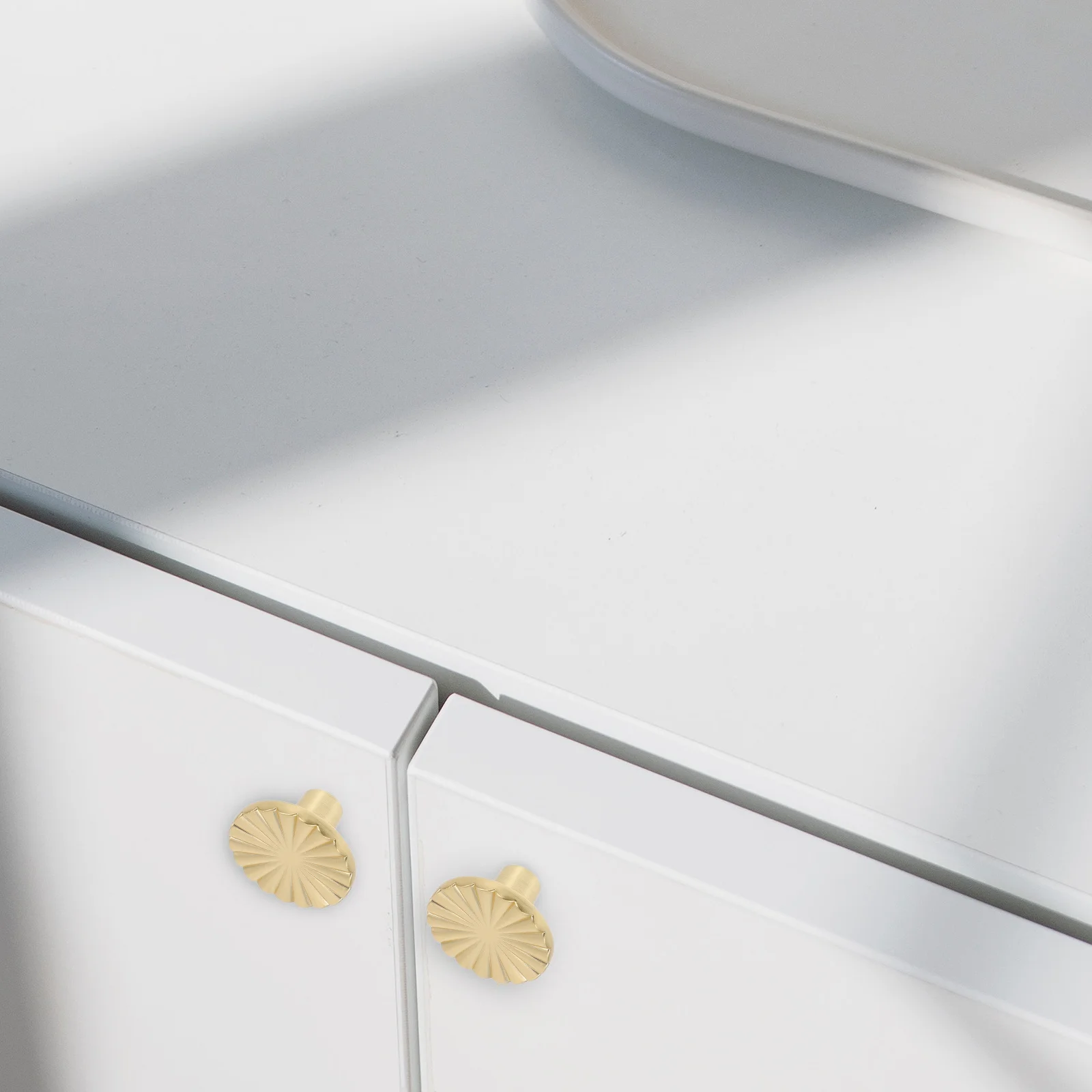 

6Pcs Round Gold Cabinet Knobs Premium Zinc Alloy Construction Drawer Pulls for Wardrobe Cupboard Vanity Retro Modern Interior