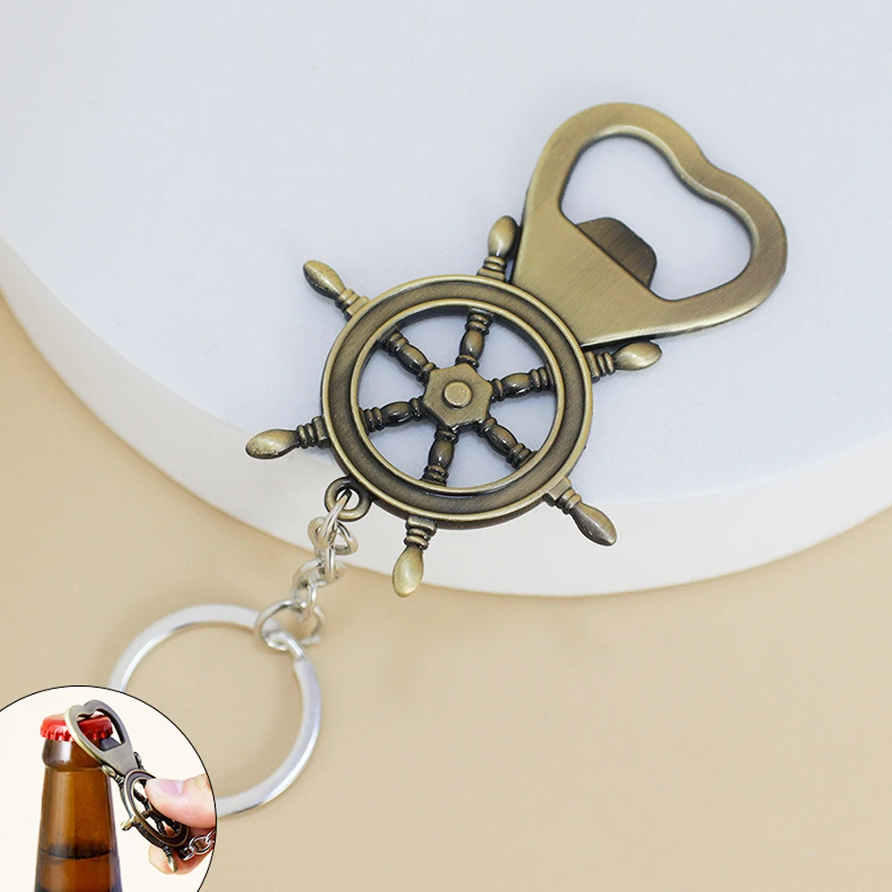 Fashion Rudder Anchor Metal Keychains Multifunction Beer Bottle Opener Keyrings Car Keyholder Accessories Gift Souvenir - view 2