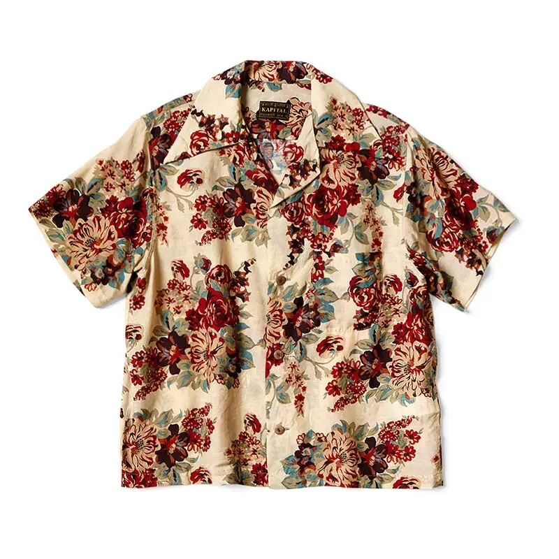 2026 KAPITAL Floral Print Casual turn-down collar short sleeved shirt TX1688