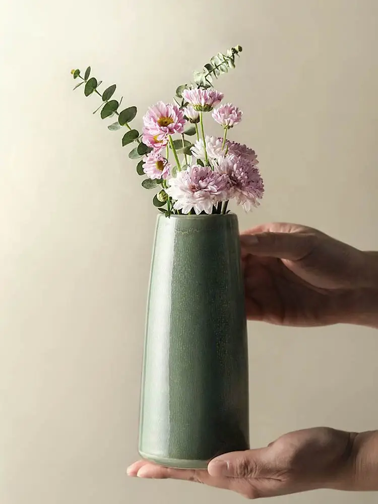 

Handmade Ceramic Vase Creative Home Countertop Decoration Living Room Straight Flower Arrangement Dried Flower Ornaments