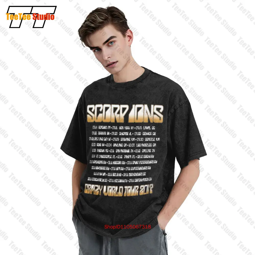 تي شيرت Scorpions-City Photo 2017 Tour Vintage كبير الحجم GNDQ