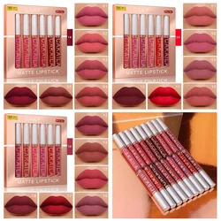 Juego de cajas de lápiz labial mate de terciopelo, lápiz labial líquido antiadherente de larga duración, brillo de labios, esmalte de labios desnudo, Cosméticos de maquillaje, 6 uds.