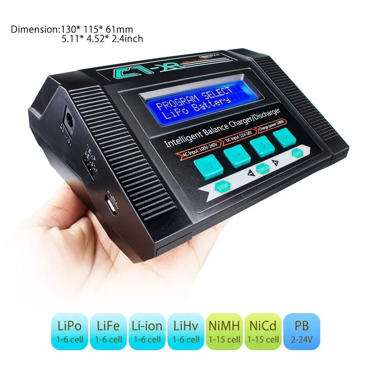 EV-Peak C1-XR multi-functional 100W 10A AC/DC dual input LiHV Capable easy AC balance Ni-mh Charger overcurrent protection