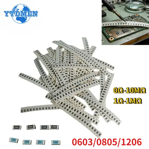 660/1500PCS SMD Resistor Kit 0603/0805/1206 1% Tolerance 0Ohm-10M Ohm Assorted Film Chip Resistors , for DIY Electronic Projects
