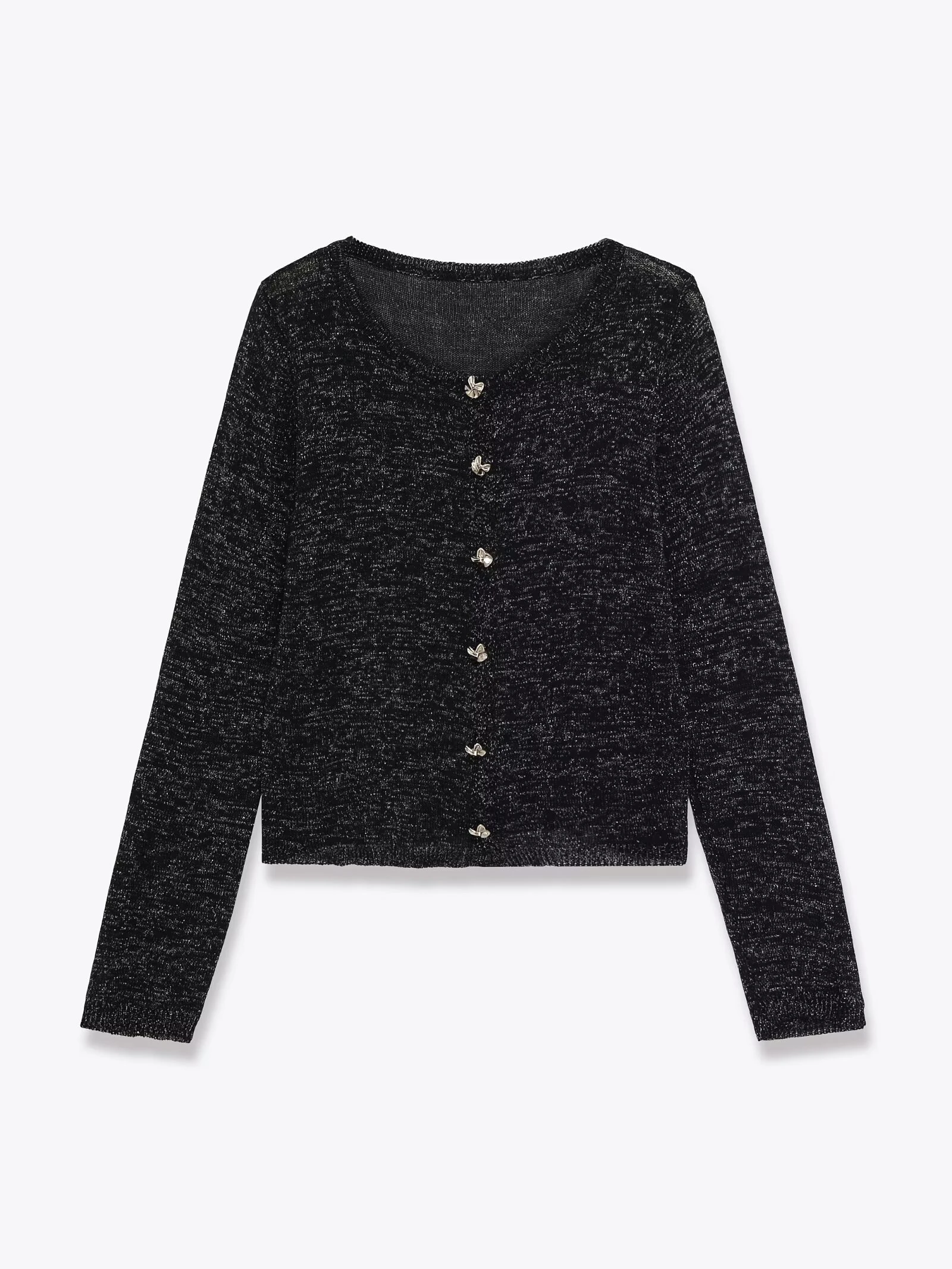 

Новая осенняя женская одежда в европейском и американском стиле 2025 года, повседневный темпераментный простой вязаный топ с металлической проволокой и пуговицами