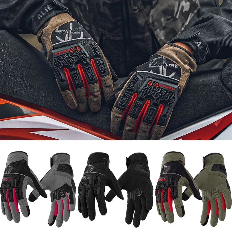 

Men Summer Motorcycle Gloves Retro Touch Screen Breathable Adventure Gloves ADV Motocross Racing Motorbike Protective Gear