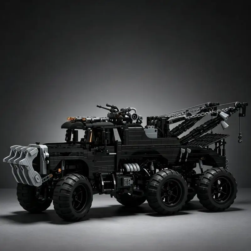 Large Tow Truck MOC Bricks Engineering Vehicle Detailed Realistic Model DIY Brick Kit Desktop Collectible Display