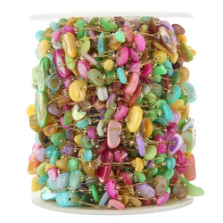1 Meter Natural Stone Chains Gold Plated Stainless Steel Roll Chain for DIY Necklace Bracelet  Jewelry Making Fingdings