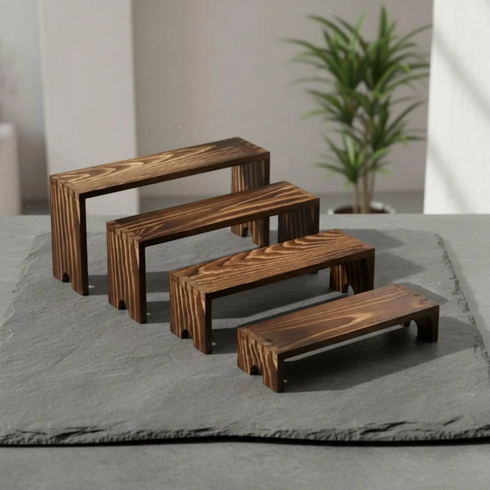 Natural Wood Display Stand 3 Step Riser for Shop Shelves Home Decor Organizer