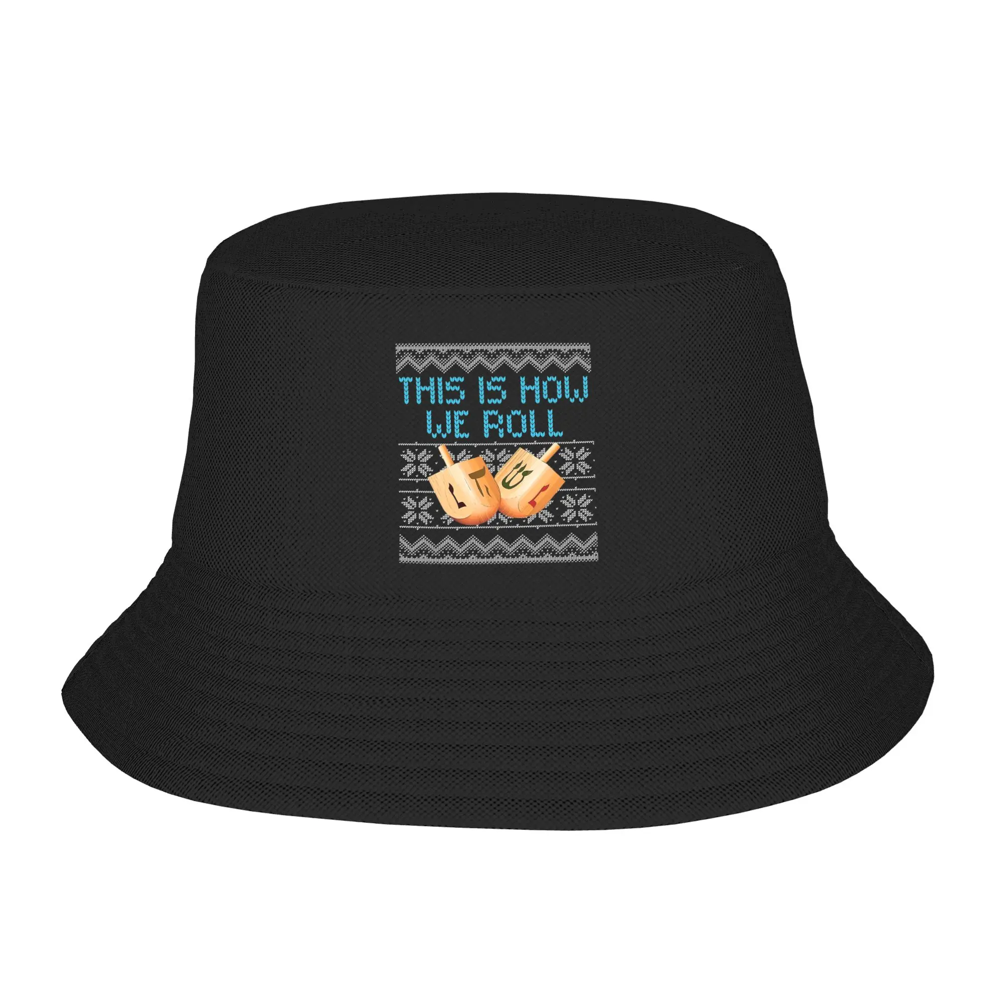 Spring Headwear Hanukkah Jewish How We Roll Dreidel Christmas Stuff Bucket Hat Stylish Woman Sun Hat  Bob Fishing Caps Outdoor