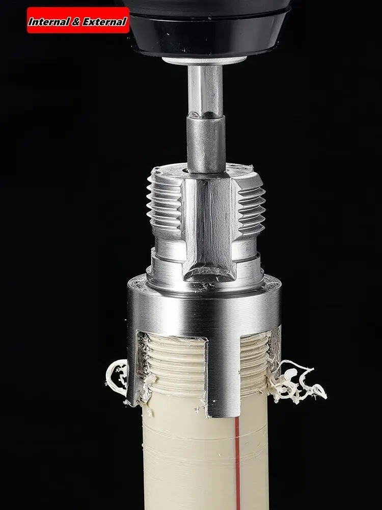 Outil de filetage de tuyau externe interne intégré (3/4 "), outil de coupe à tige hexagonale, outil de coupe de fil universel