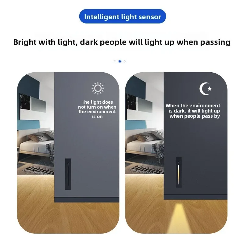 Foot light LED embedded long staircase aisle step corridor hotel corner light induction step light