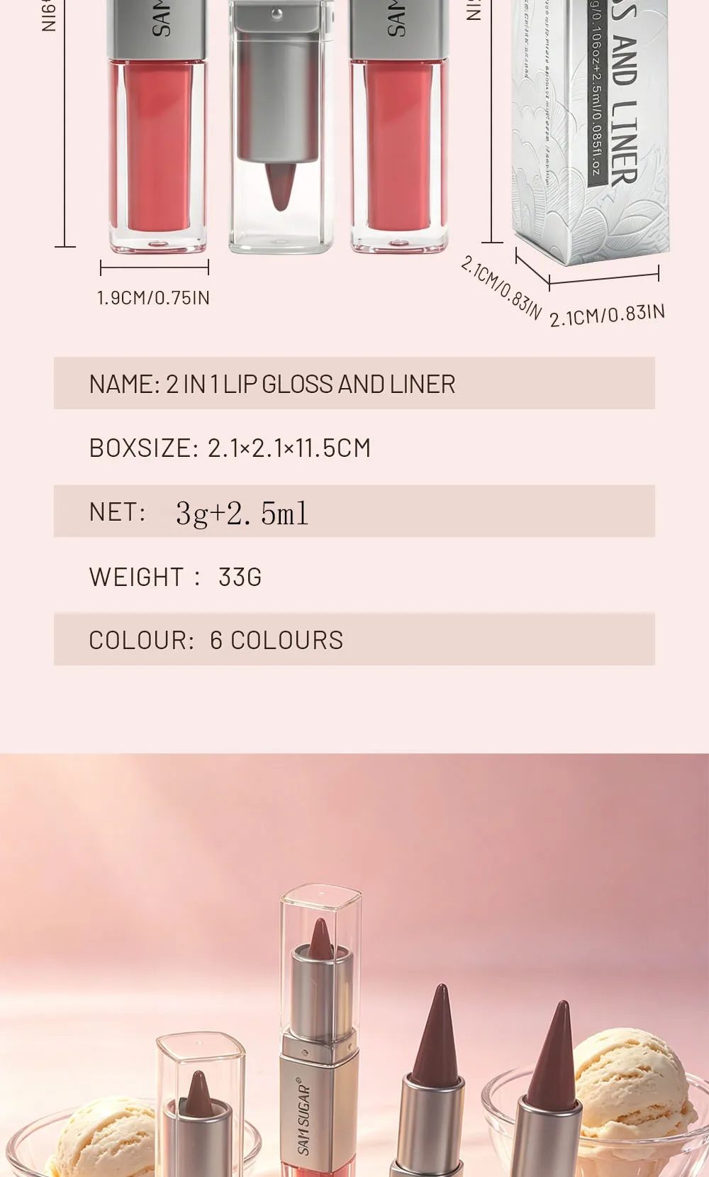 2-in-1 Lipliner & Lipgloss, Doppelseitiger Feuchtigkeitsspendender Nicht-Klebender Lippenstift, Matter Samt-Lipliner mit Glänzendem Aufpolsterndem Lipgloss – Detail 11