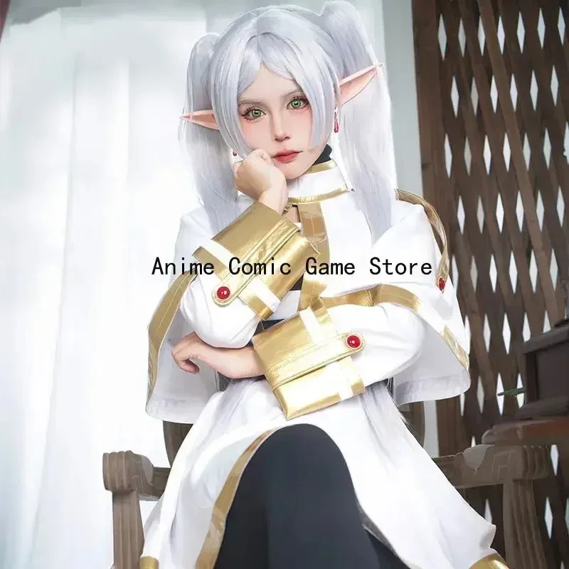 

Freeze Cosplay Costume Wig Anime Sousou No Freeze Cosplay Magician Dress Elf Ear Halloween Party Charistmas for Women