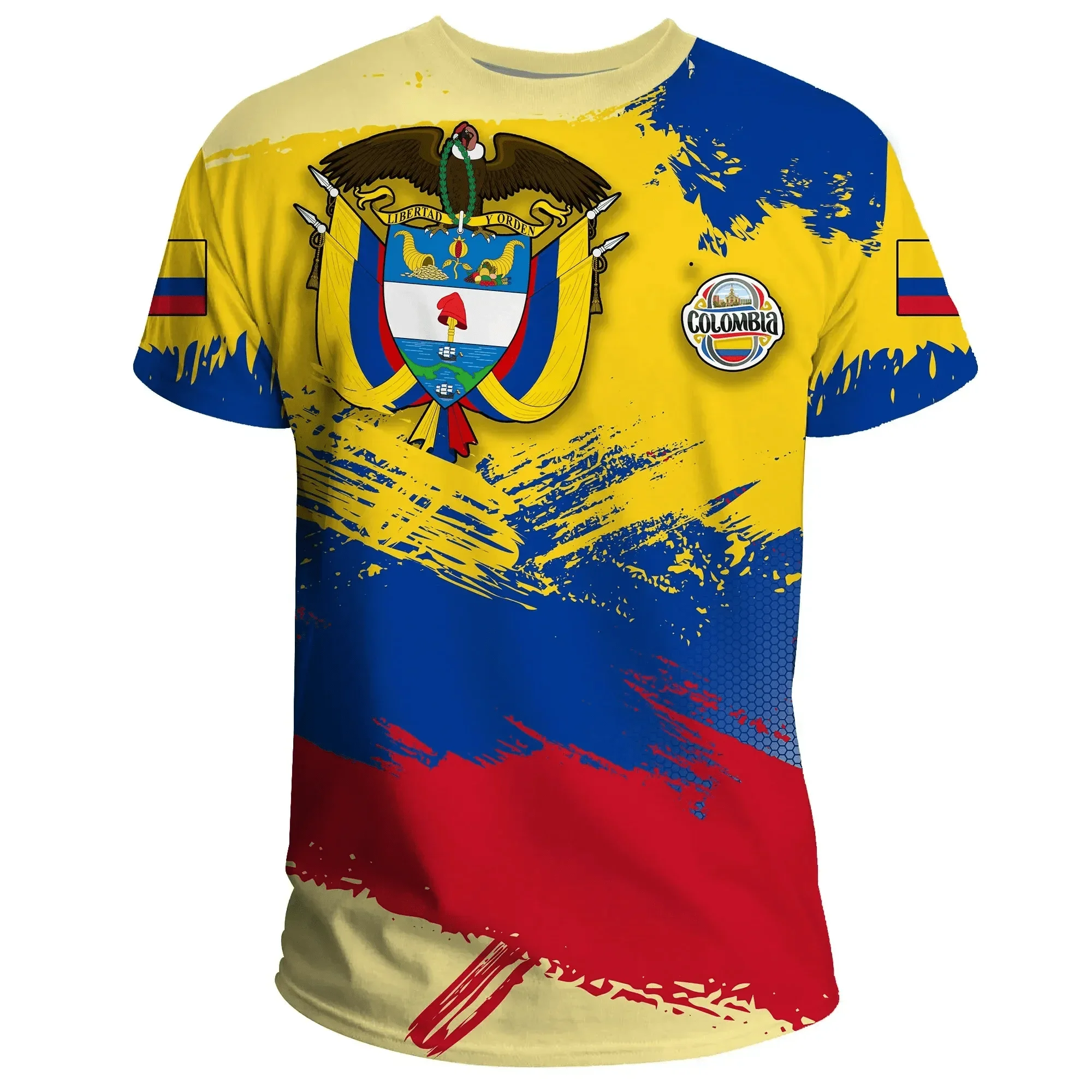 Colombia National Emblem Map Short Sleeve Flag Camo T Shirt For Men Clothes Veteran Sport Tshirt Animal Tee Kids Women Tees Tops