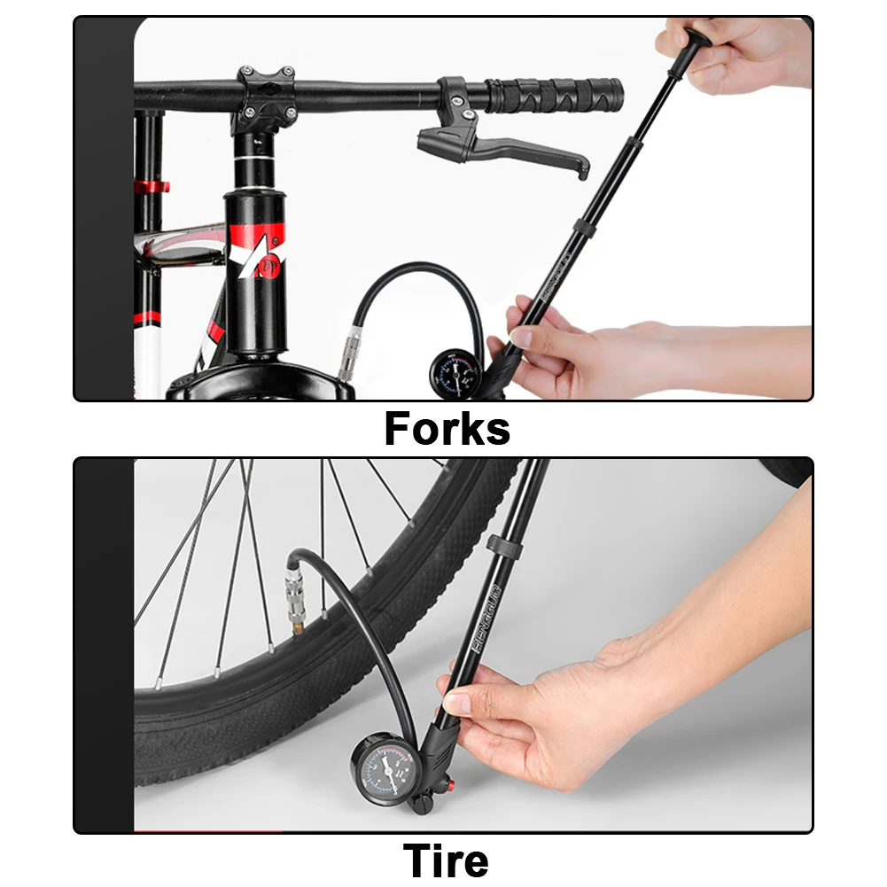 

300PSI Bicycle Pump with Aluminum Alloy Body Long Air Hose for Inflating Tires Bicycle Pump Accessories Essential Portable Tool