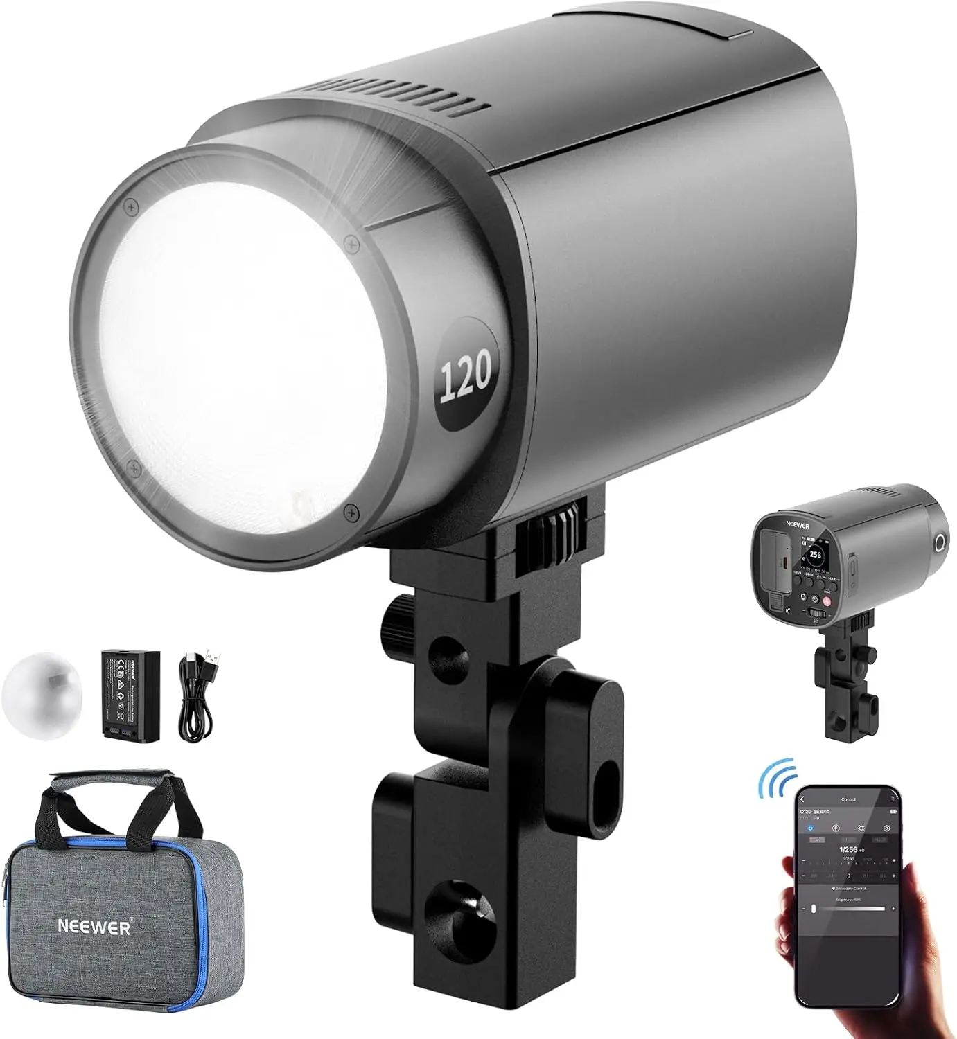 NEEWER 120Ws 2.4G TTL Outdoor Strobe Flash For Godox 1/8000s HSS Portable Studio Monolight with Modeling Light/3000mAh Battery