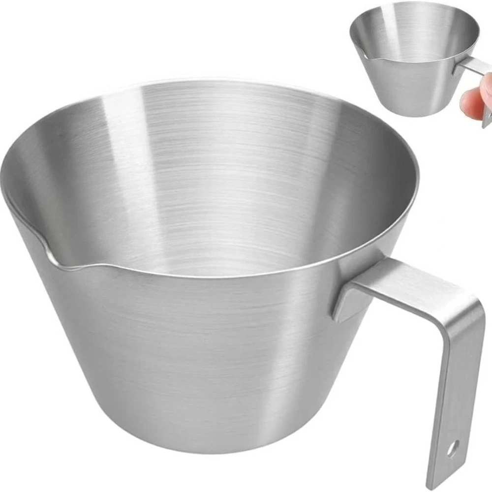 Copos de café expresso com alça, copos de medição de café expresso de aço inoxidável com bico em forma de v, copo de molho de sobremesa de café com escala