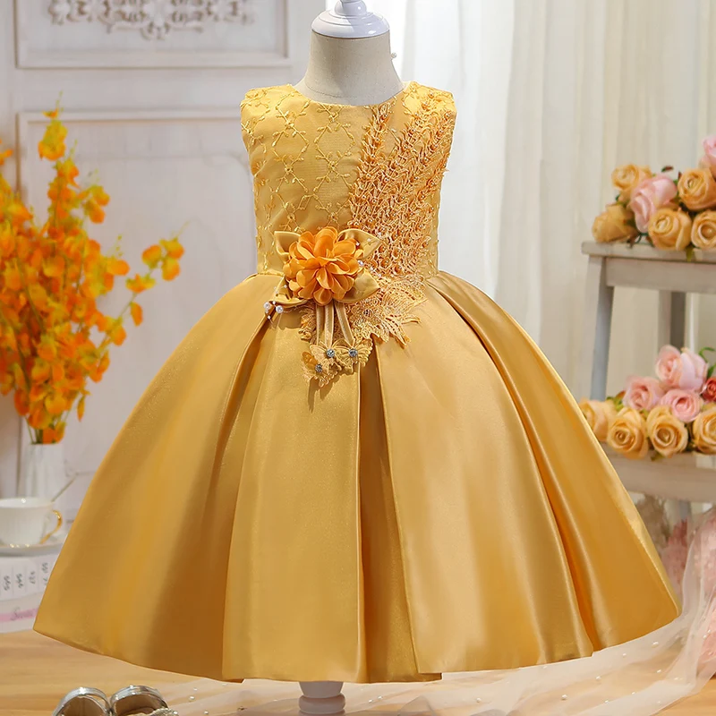 Flower Girls Party Dress Girl Princess Dress For Wedding Gown Bow Children baptism Dresses Baby Infant Clothes 0-24M Birthday