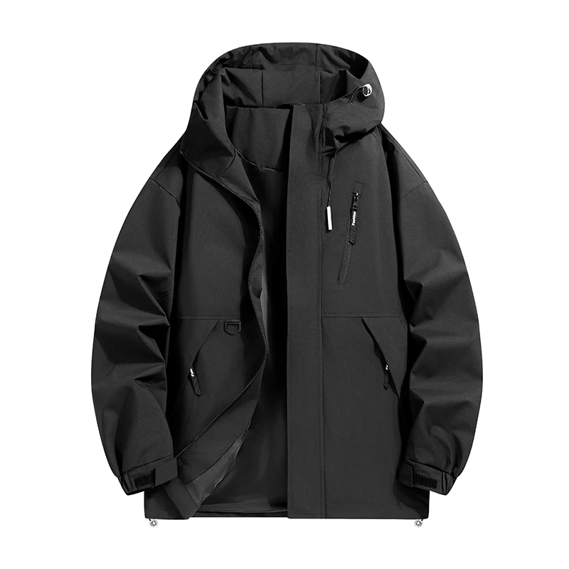 

Spring Autumn Hooded Windbreaker Jacket Men Red Black Khaki Multi-Pockets Outerwear Zipper Coat Man Plus Size Casual Jackets 9XL