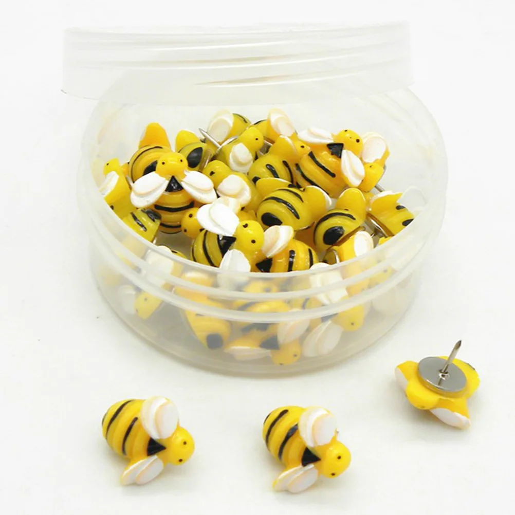 

30Pcs Bee Cartoon Pushpins Creative Small Thumbtacks for Office School Bulletin Board Decorative Paper Brads Cartoon Tacks