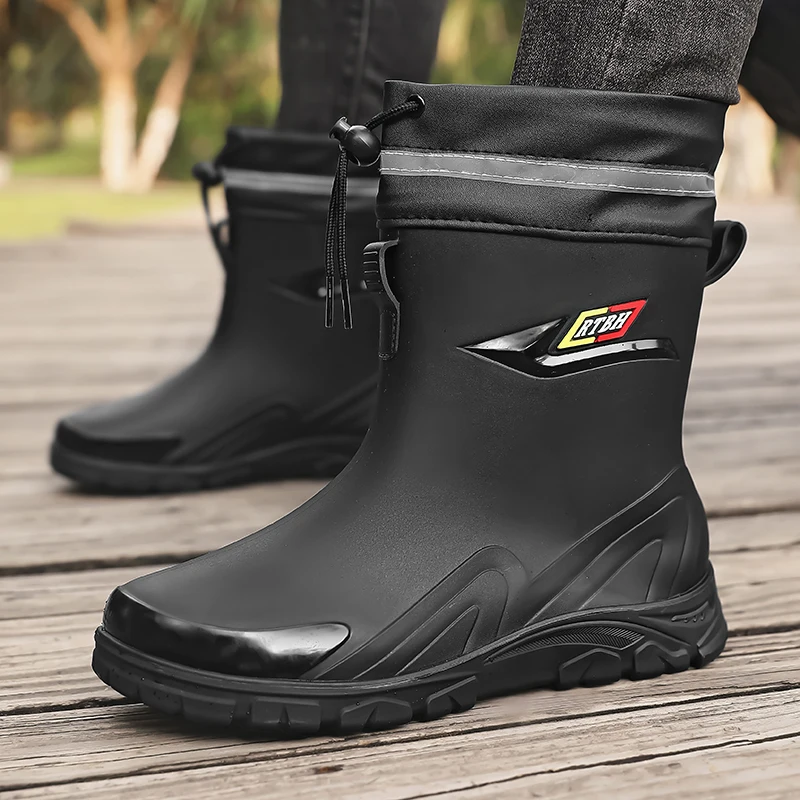 

Outdoor Waterproof Men Rain Shoes Men's Ankle Rain Boots Anti-Slip Wear-resistant Men Kitchen Water Shoes Fishing Rubber Shoes