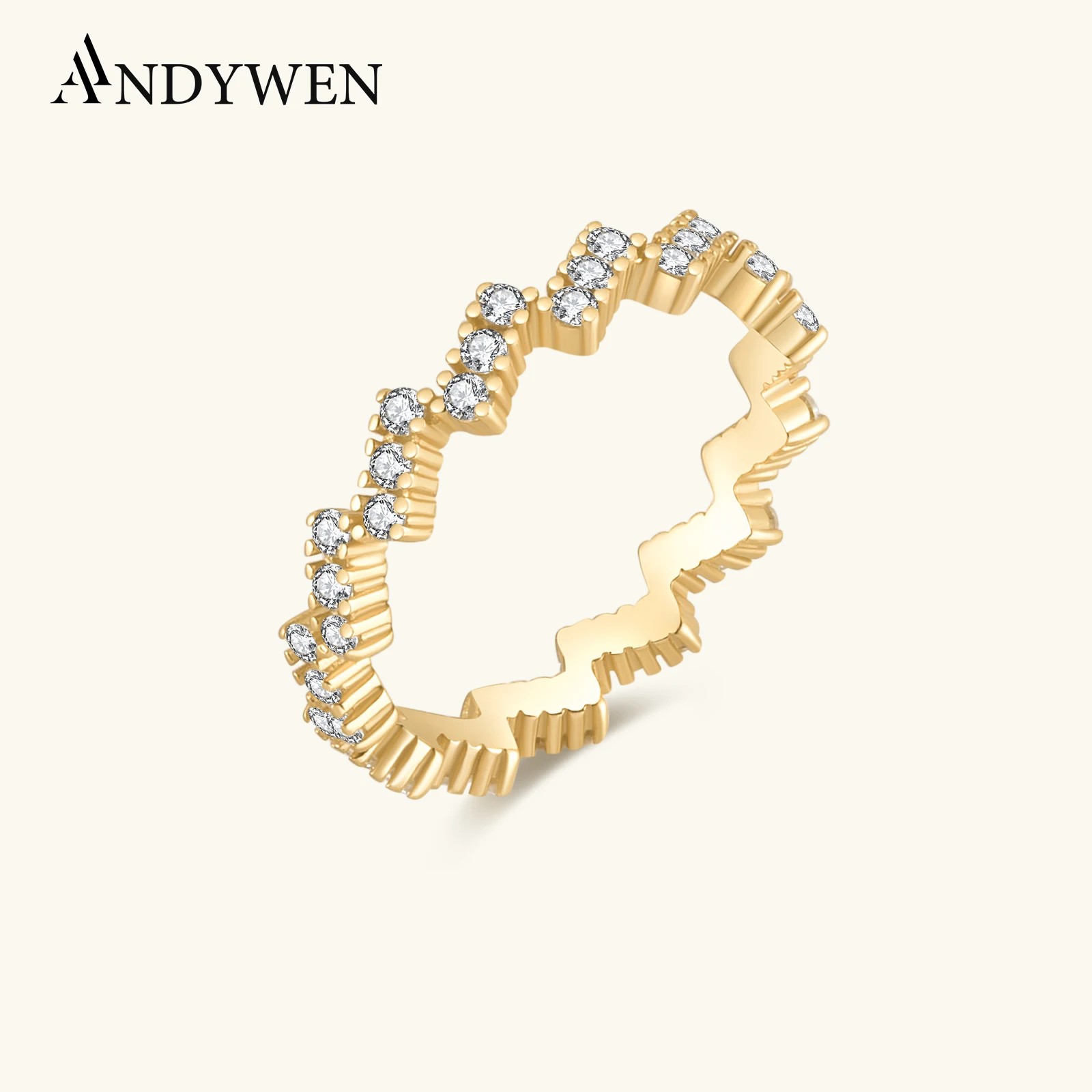 

ANDYWEN New 925 Sterling Silver CZ Pave Lighting Ring Women Luxury Fine Jewelry 2023 Crystal Jewels Party Anniversary