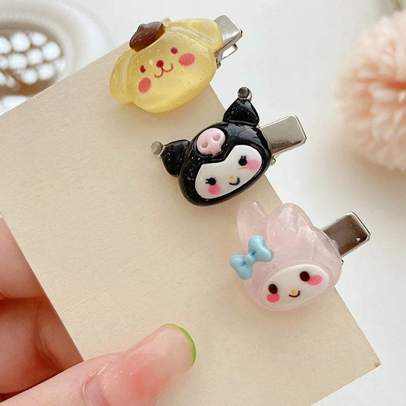 Sanrio Hairpin Kawaii Mymelody Kuromi Cinnamoroll Autumn New Girls' Cartoon Doll Hairpin Children's Hair Accessories