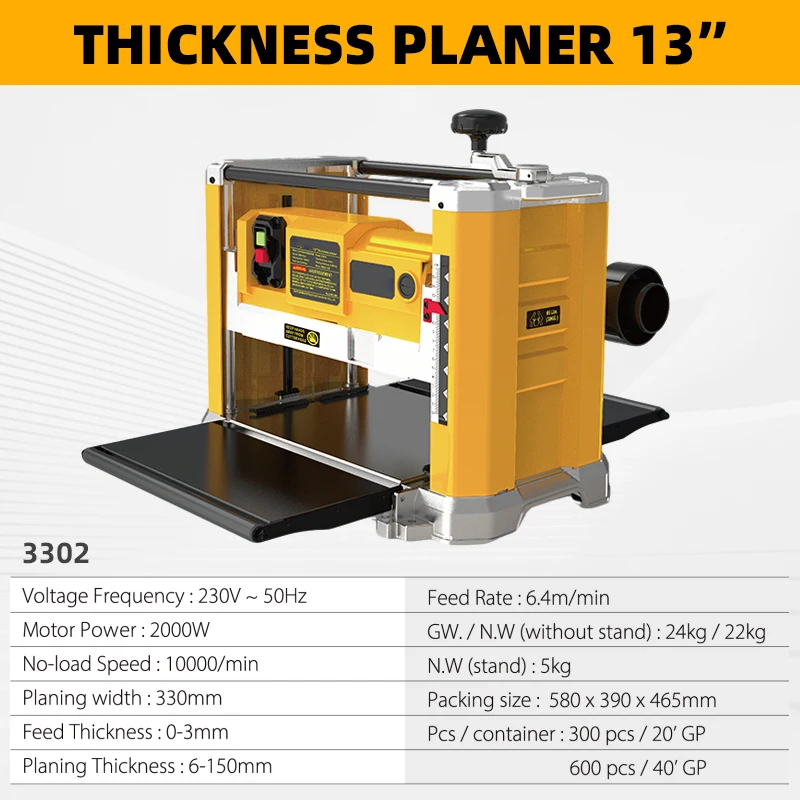 Premium Quality OEM 13" Portable Planer Cutterhead 13-Inch Benchtop Thickness Planer Wood Planer Machine