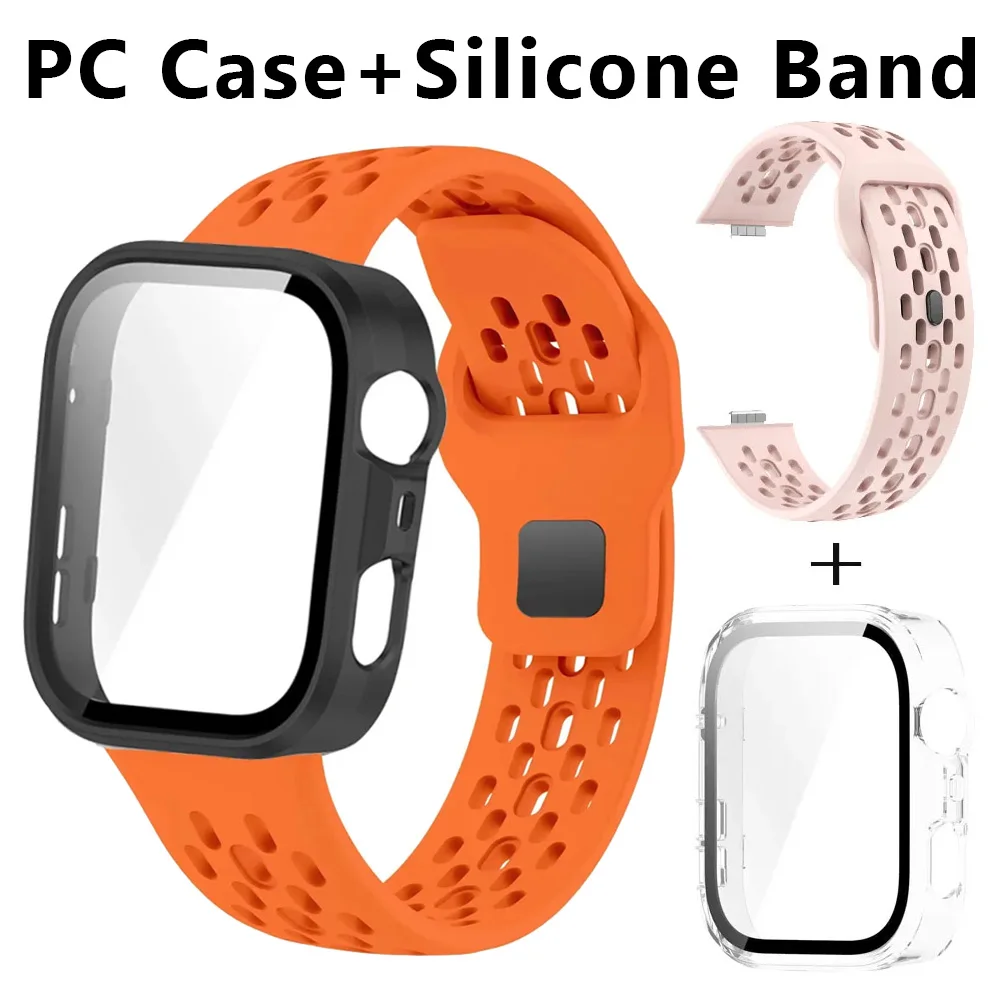 PC-Gehäuse + Silikonband für Huawei Watch Fit 3/4/4 Pro, atmungsaktives Armband, Displayschutzfolie, Hartschale für Huawei Watch Fit 3/4/4 Pro