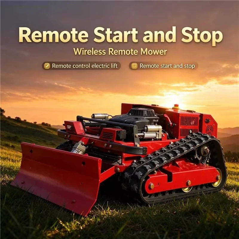 Customized Remote Operated Tracked Grass Cutter, Crawler RC Lawn Mower for Slope Mowing Work
