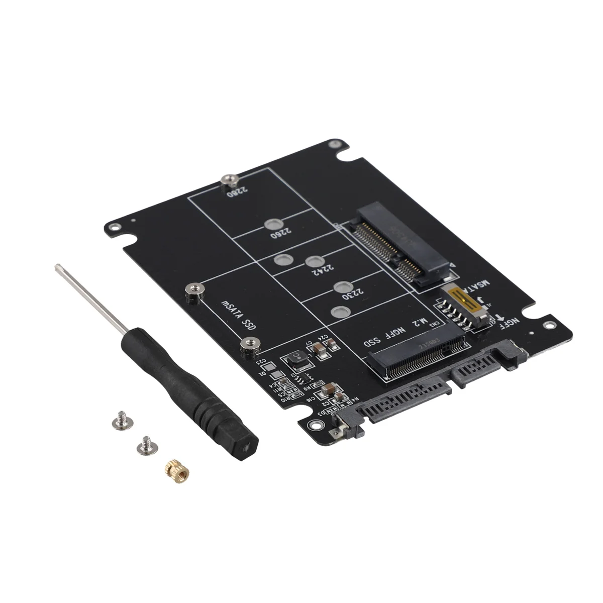 ADEGBO-改良型 2 in 1 NGFF M.2 B+M キー PCI-E または mSATA SSD - SATA III アダプター カード