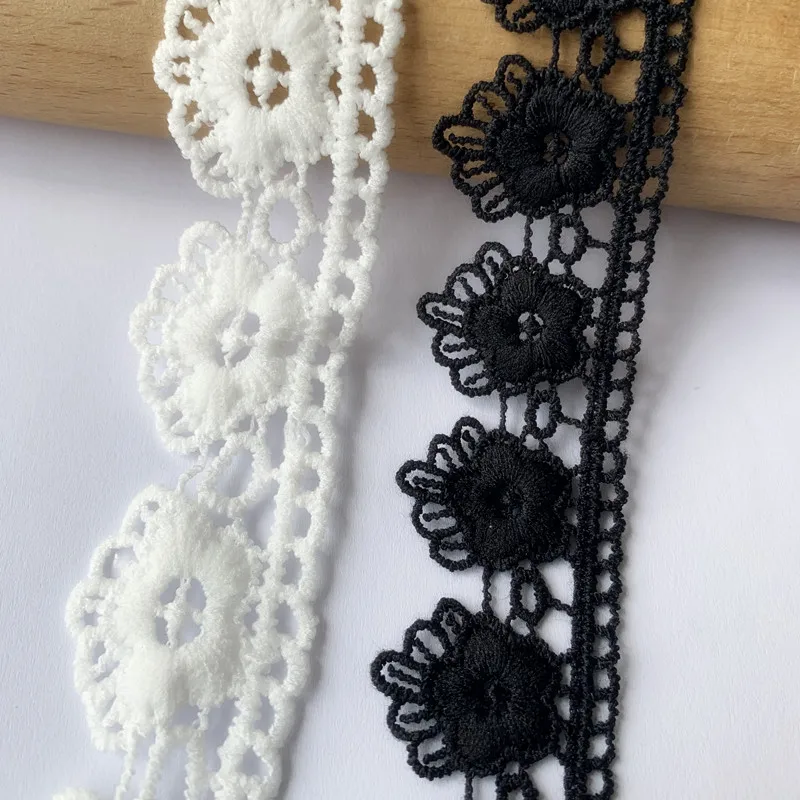 4m/13.12ft each pack white black lace trims DIY handmake craft sewing flower edge accessory dress hat curtain decoration ribbons