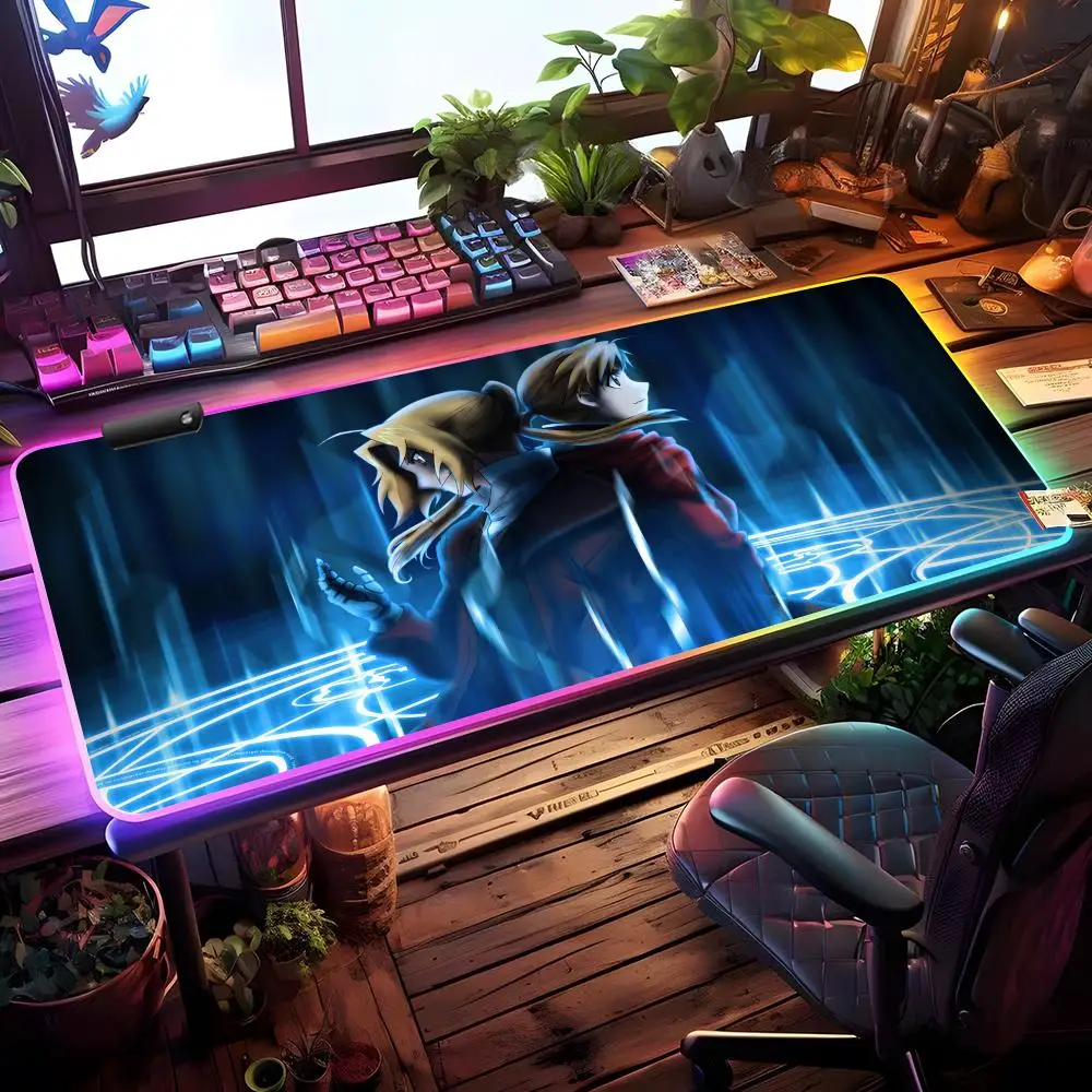 

Коврик для мыши Edward Elric Lightning Strike, игровой коврик для мыши с RGB-подсветкой, настольный коврик HD для геймеров, большой коврик для мыши с LED-подсветкой XXL
