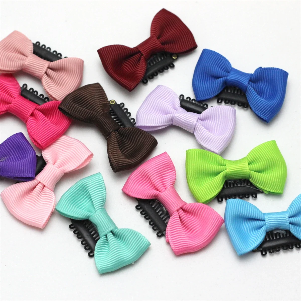 12pcs/lot Girls Small Hair Clip Baby ribbon Hair Pins Infant kids Fine Wispy baby girl Hair Mini Latch Wisp Clip Newborn Hairbow