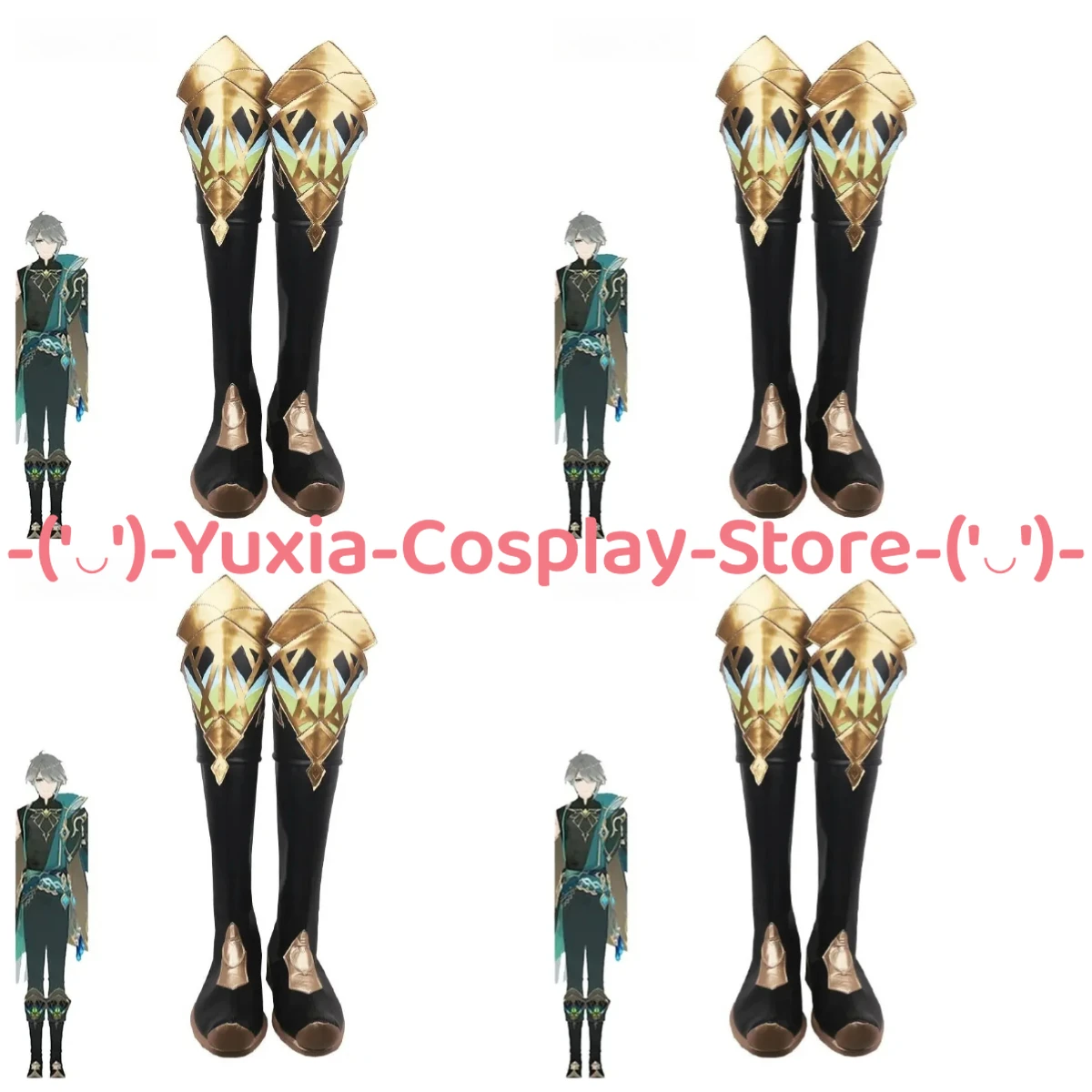 

Yuxiacosplay! Genshin Impact Alhaitham Cosplay Shoes Anime Game Character Prop PU Leather Boots Halloween Carnival Party Costume