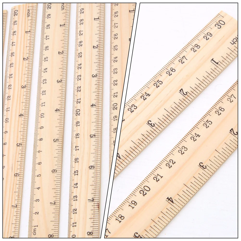 

20pcs Wooden Multi-Function Measuring Ruler With Inches Centimeters Portable Straight Ruler For Drawing Artwork Engineering