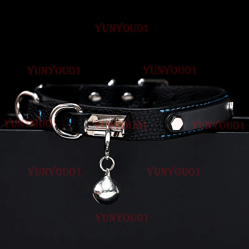 

Leather Bell Collar Choker Female M Cat Paw Color Matching Collar Male Neck Ring Neck Engraving Dog Tag