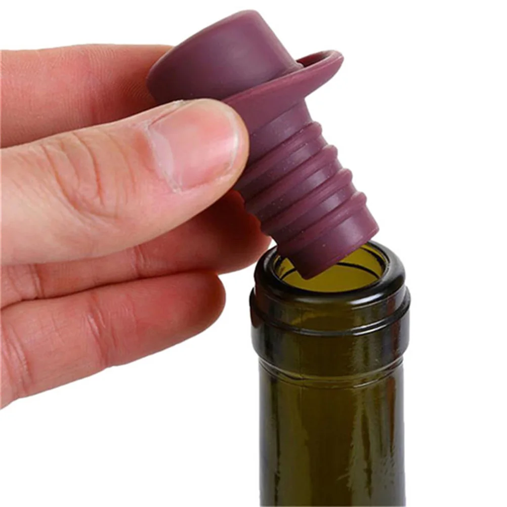 

5 Pcs Cork Bottle Plug Beverage Hat Shaped Stopper Food Grade Silicone Closure