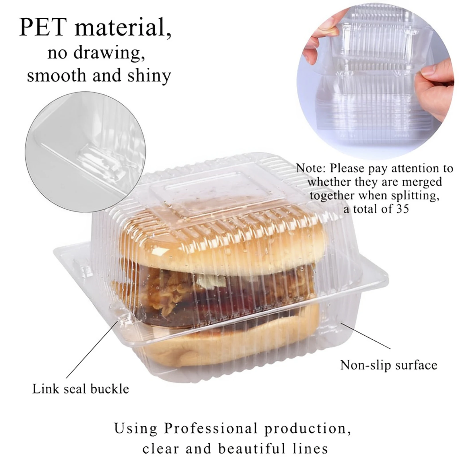50/100Pcs Cake Dessert Slice Box Cupcake Container with Lid Stackable Clear Square Sandwich Storage Packing Box Party Supplies
