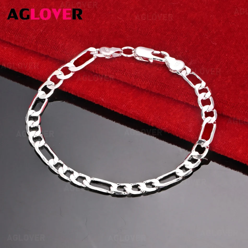 

AGLOVER 925 Sterling Silver 6MM 3 in 1 Bracelet Cute Fashion Women Gift Jewelry