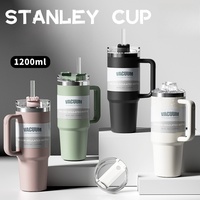 40oz 1200ML double-layer insulated tumbler cold drink travel cup coffee cup A handled and strawed insulated tumbler Ice Cup