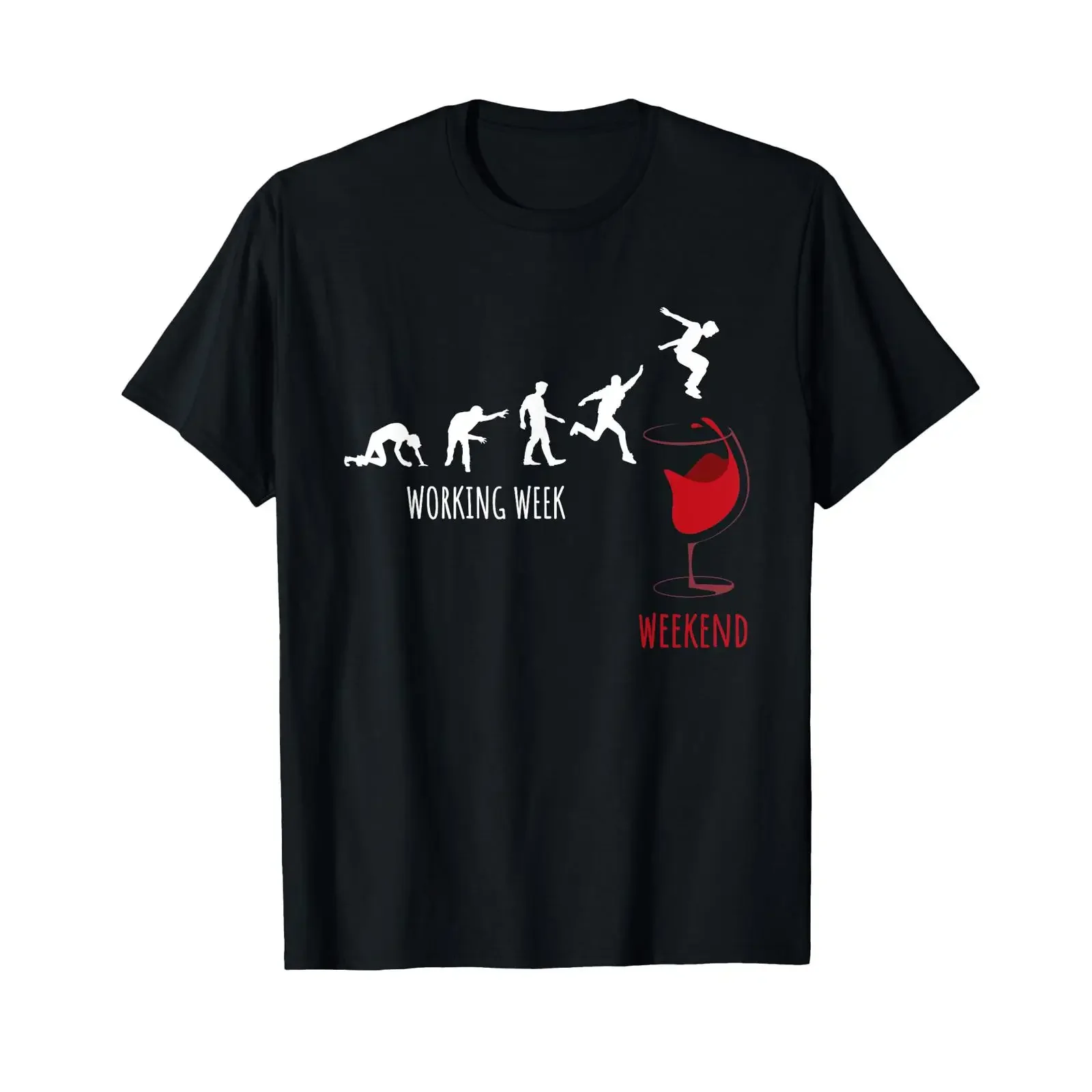 Finally the weekend Red wine evolution glass connoisseur T shirt vintage Washed Stylish Comfortable streetwear homme Unisex