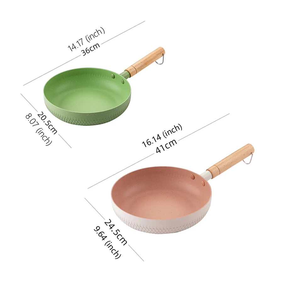 Frying Pan 20/24cm Wok Pan Non-stick Pan Induction Cooker Home Steak Pancake Pan Egg Pan Gas Stove Universal Saucepan Durable