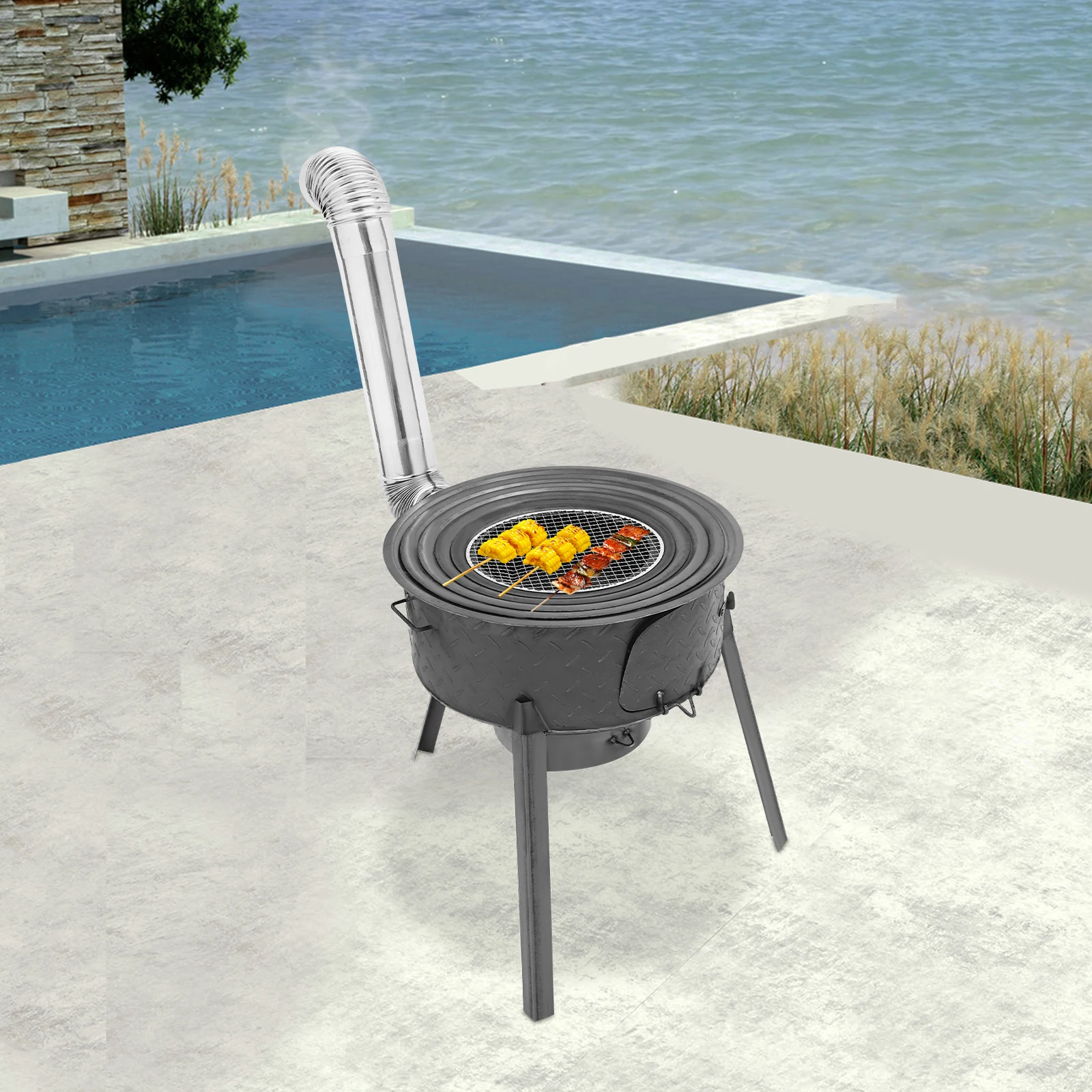 

Portable Wood Burning Stove Steel 150kg Load Free Standing Modern Camping Charcoal Stove for Outdoor Backyard Cooking for Picnic