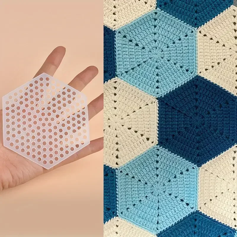 50pcs DIY Hexagon Weaving Mesh Design Pattern Accessories, Plastic Weaving Template Board for DIY Crochet Yarn & Pearls Bags - view 6