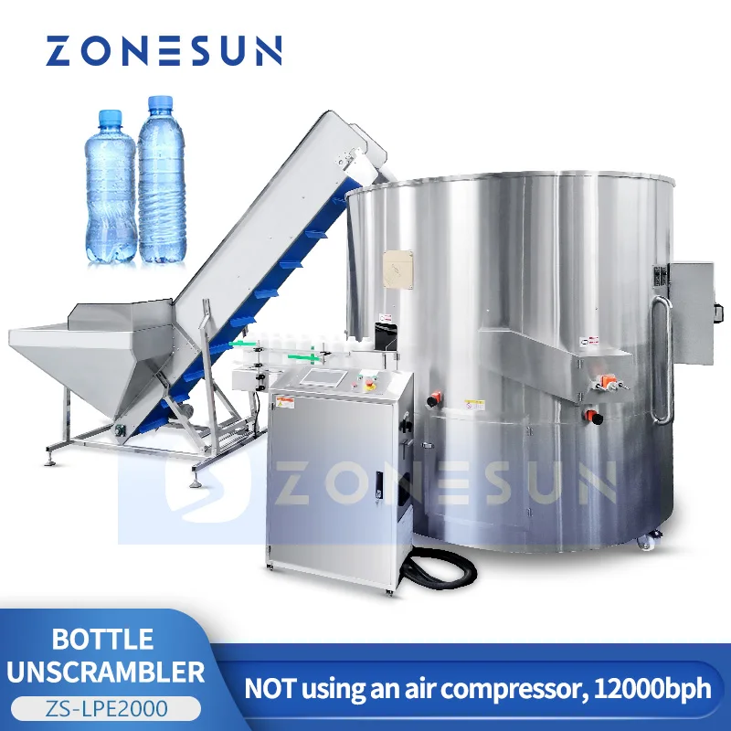 ZONESUN Automatic High Speed Bottle Elevator Unscrambling Equipment PET Plastic Container Unscrambler Sorting Machine ZS-LPE2000