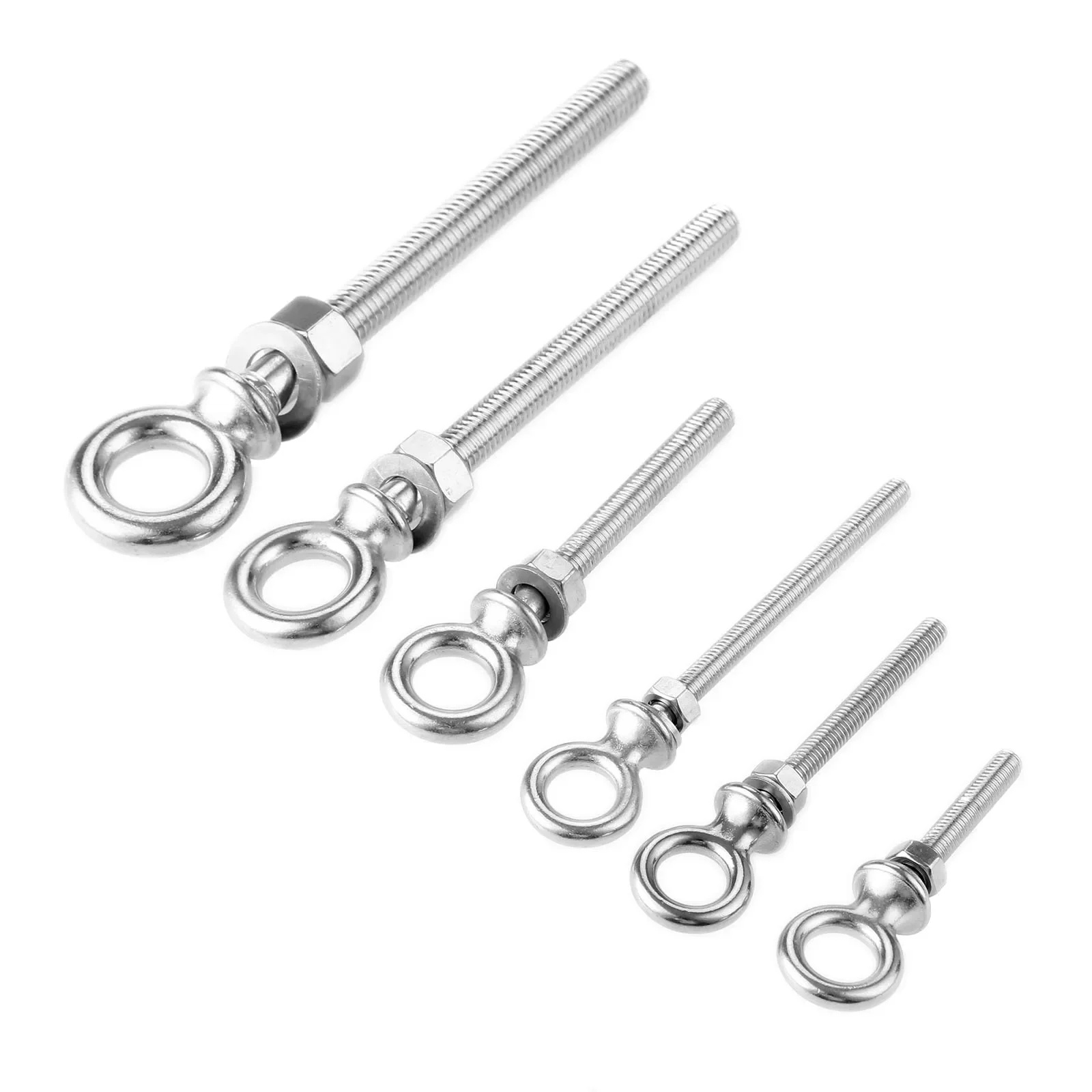 1Pc M6 M8 M10 M12 Stainless Steel Lifting Eye Bolts Eyebolts with Nuts Washers Round Ring Hook Bolt Screw Fasterners 40-120mm